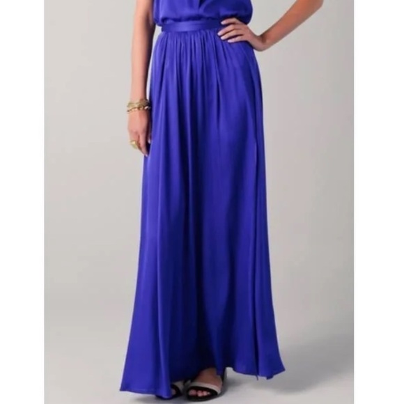 Rachel Zoe Purple Blue Silk Maxi Skirt with Slit 2/4 - Picture 1 of 9